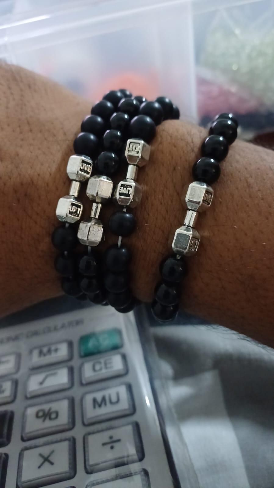 Black Agate Beaded Bracelet