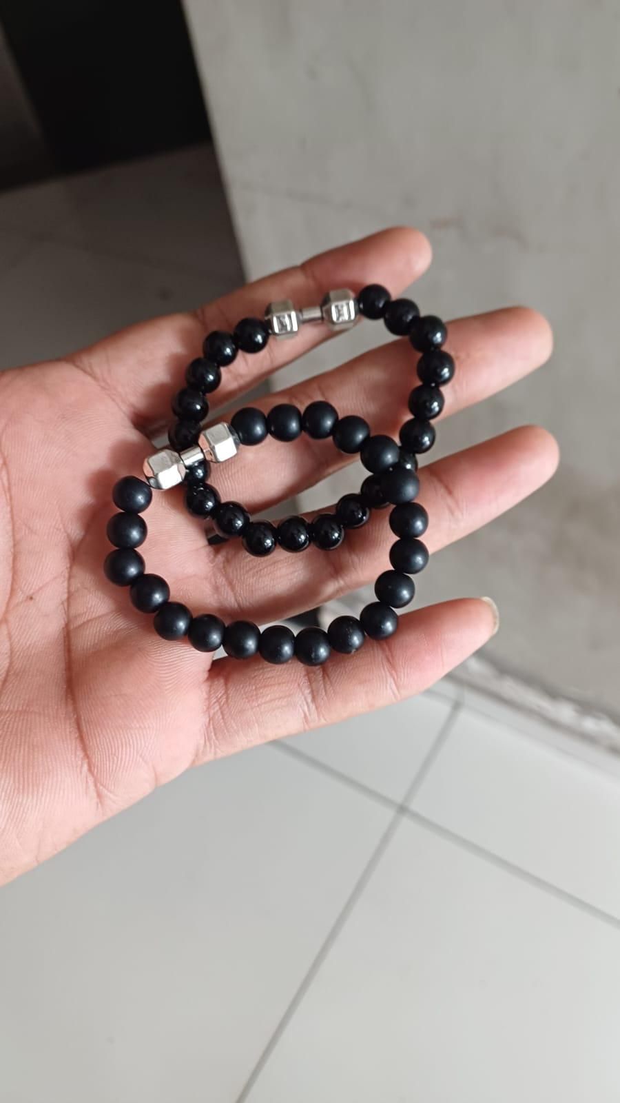 Black Agate Beaded Bracelet