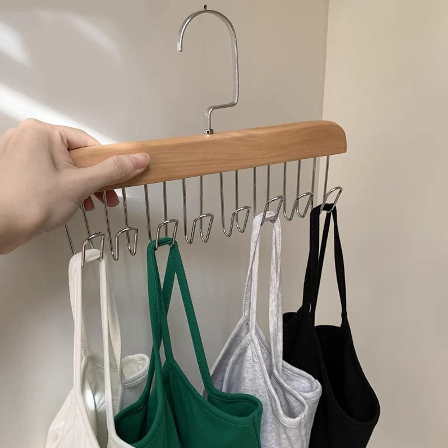 Wooden Hanger with Hooks