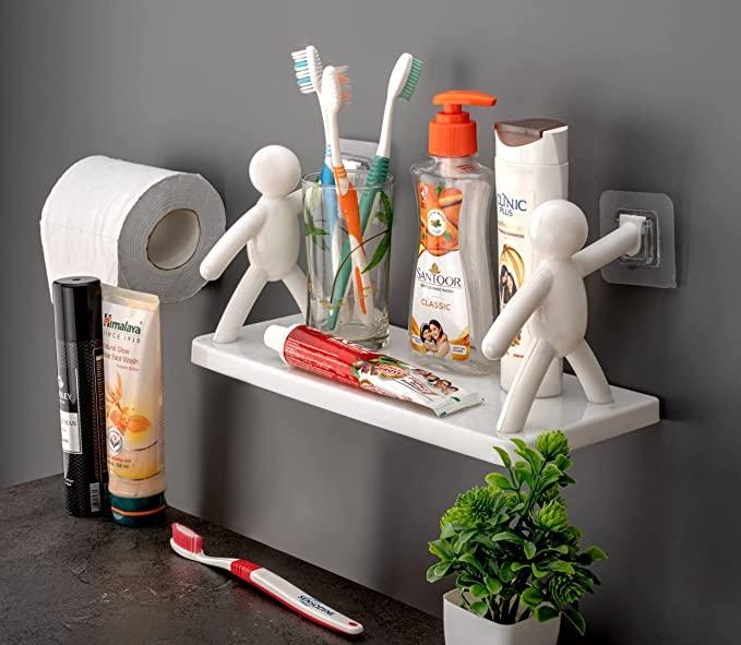 White Wall-Mounted Bathroom Shelf