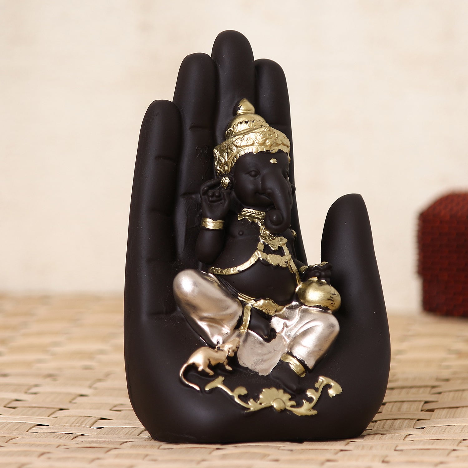 Golden Palm Ganesha Showpiece