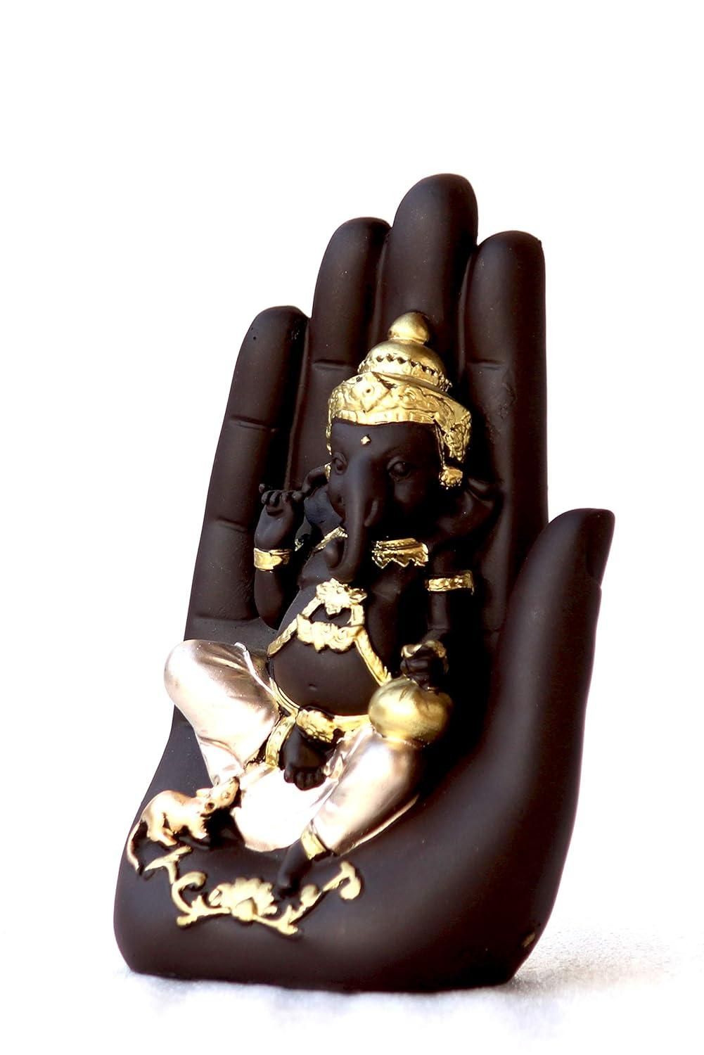 Golden Palm Ganesha Showpiece