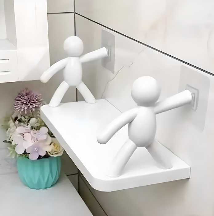 White Wall-Mounted Bathroom Shelf