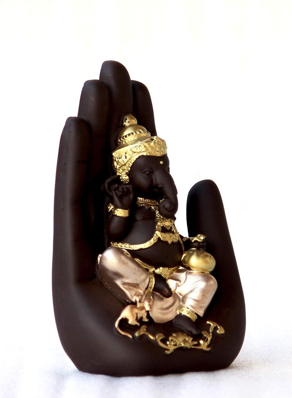 Golden Palm Ganesha Showpiece