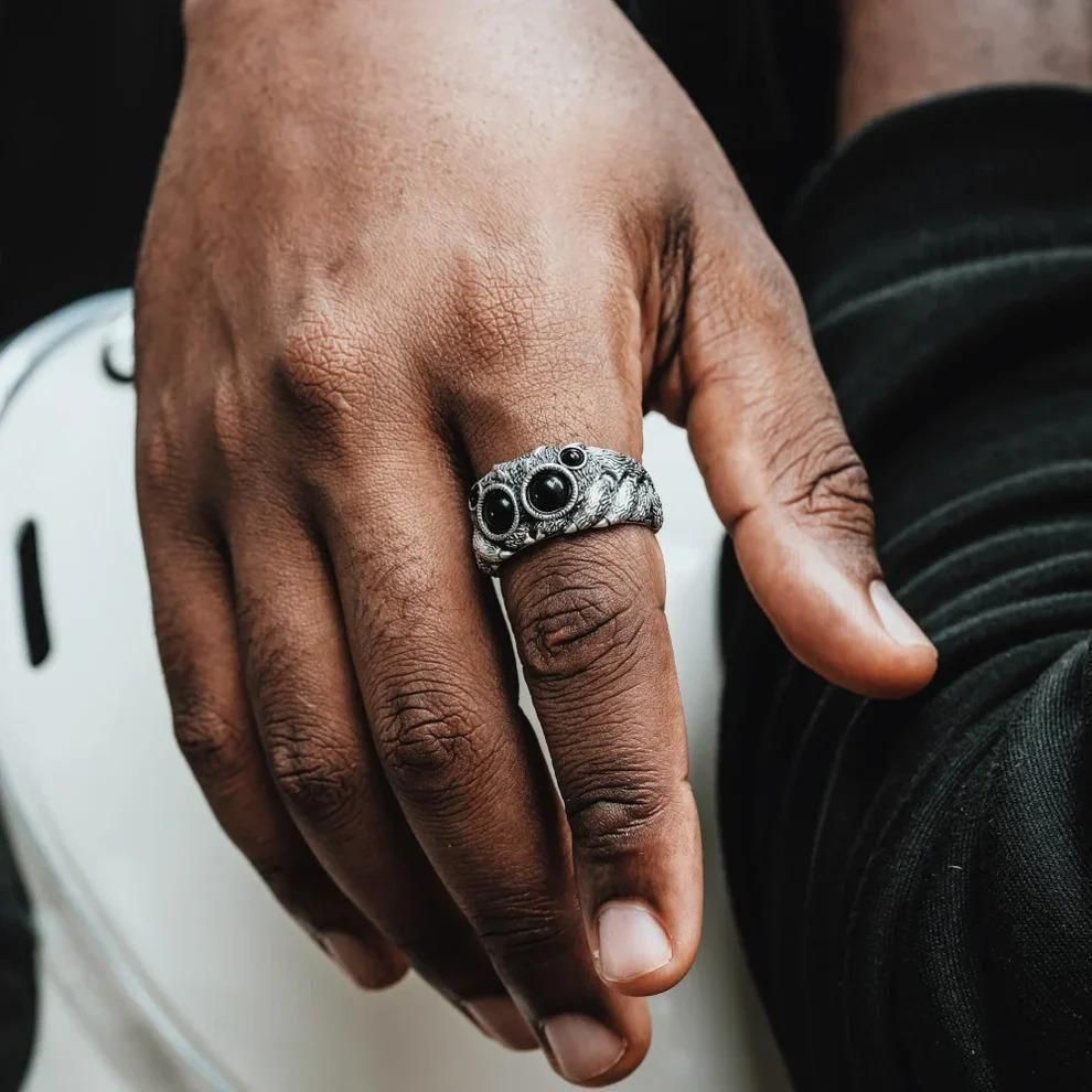 Silver Jumping Spider Ring